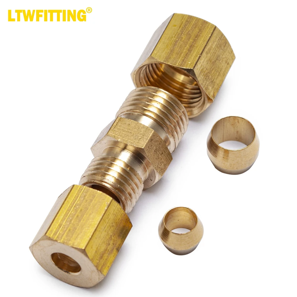 LTWFITTING Compression Reducing Union 3/16-Inch OD x 1/4-Inch OD Brass Fitting (Pack of 5)