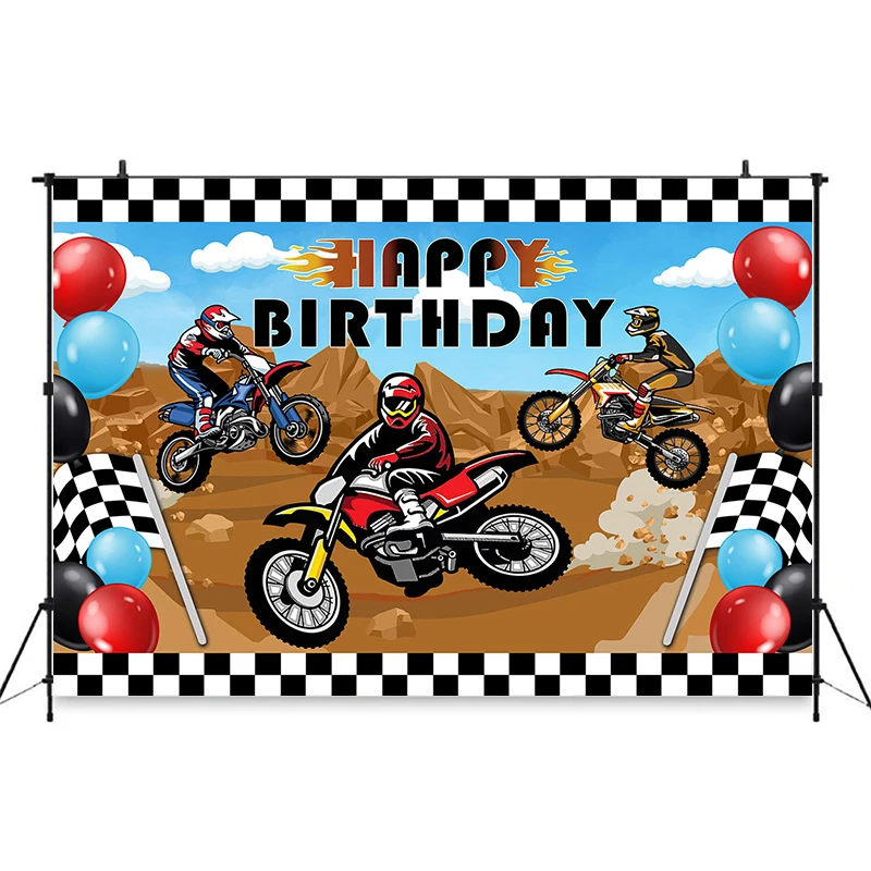 Sinh Nhật Phông Nền Xe Đua Chúc Mừng Sinh Nhật Đỏ Đua Bé Trai Xe Đua Theo Ý Trẻ Em Trang Trí Tiệc Nền Photocall