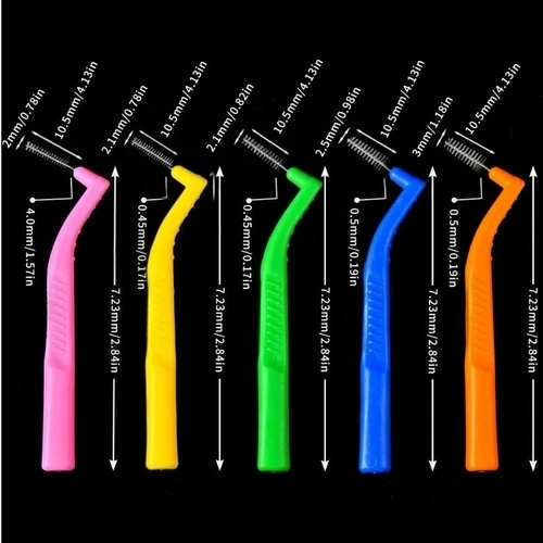 Imagen 2 del producto 100 Uds cepillo Interdental en forma de L cepillo Interdental de ortodoncia cepillo de dientes de ortodoncia cerdas suaves cuidado bucal
