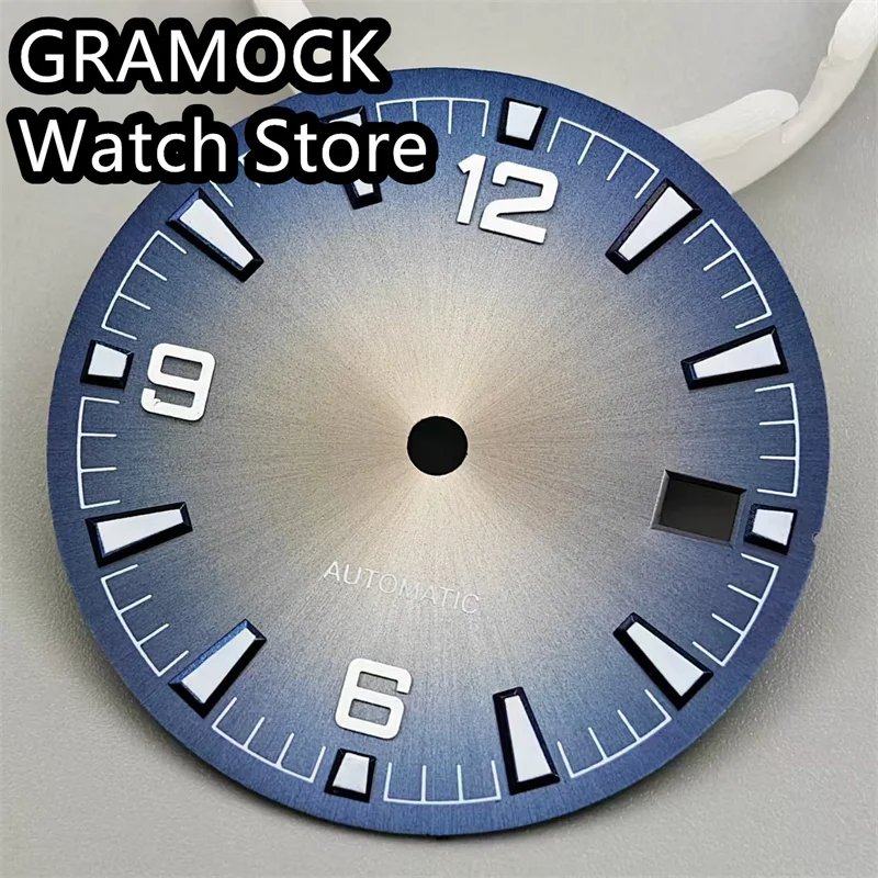 GRAMOCK 31mm Watch Dial Green Luminous Fit NH35 Movement Men\'s Watch Replacement Parts