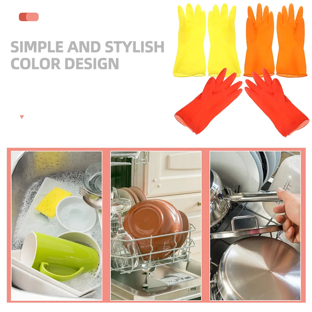 

6 Pcs Cleaning Latex Gloves Hand for Dishwashing Household Kitchen Washable Work