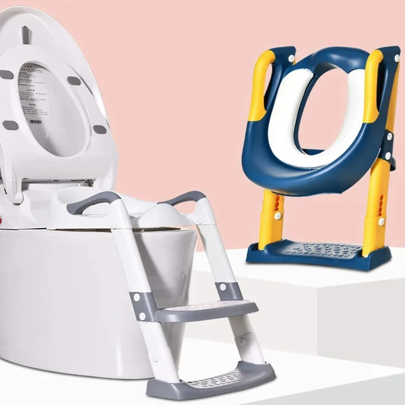 Children Potty Training Seat Portable Foldable Detachable Safety Auxiliary Leather Pad Toilet Ladder Baby Boy Girl Potty Chair