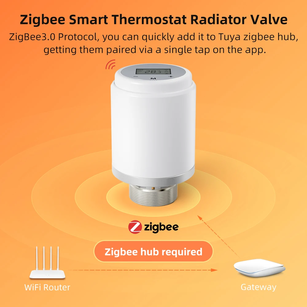 AVATTO Tuya ZigBee Smart Thermostat，TRV Thermostatic Radiator Valve Actuator Temperature Controller Support Alexa,Google Home