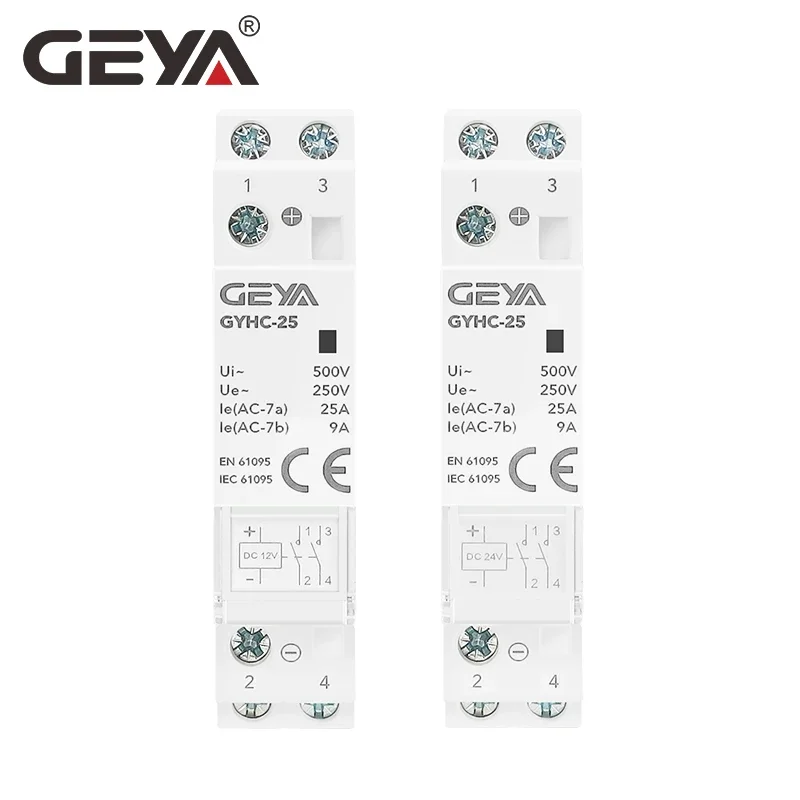 GEYA GYHC Contactor DC12V DC24V Coil Voltage 25A 2NO 2NC 1NO1NC 50/60Hz AC220V Main Voltage