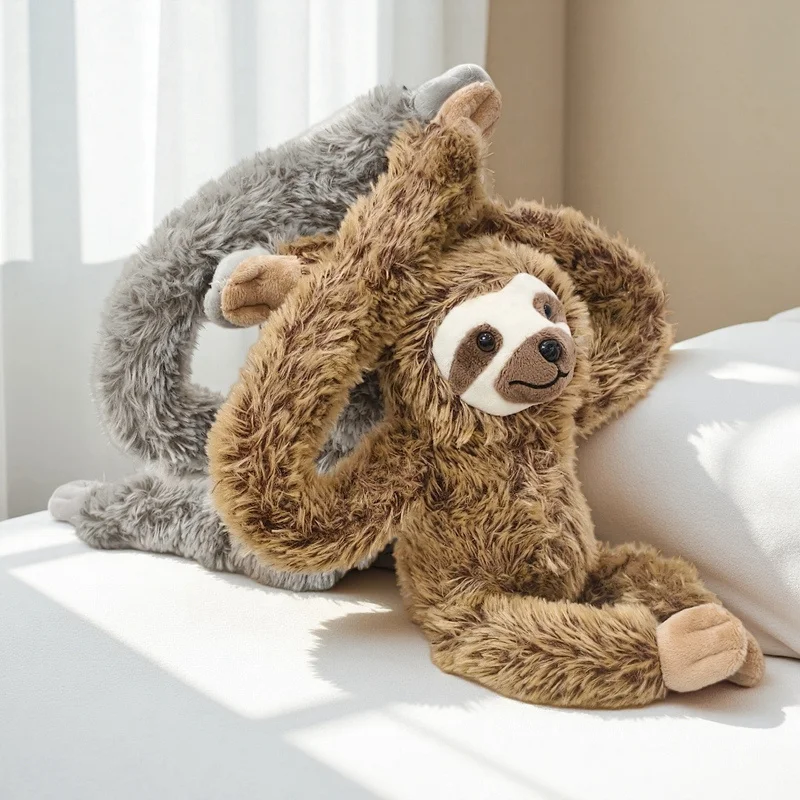 Long Arm Sloth Plush Toy Stuffed Plushies Animal Dolls Brown Grey Sloth Sleeping Companion Gift For Home Decor Ornaments