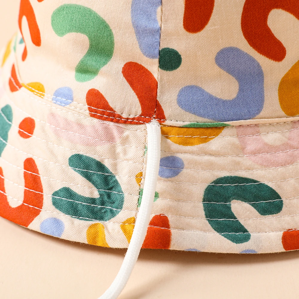 Double Sided Kids Bucket Hat With String Cute Letter Embroidered Boys Girls Fisherman Panama Cap Summer Outdoor Sun Hats Gorras