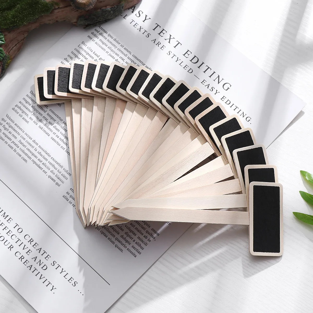 20Pcs Mini Wooden Blackboard Tags Poplar Chalkboard Signs for Garden Plants Wedding Party Place Cards Reminder Memo Pads
