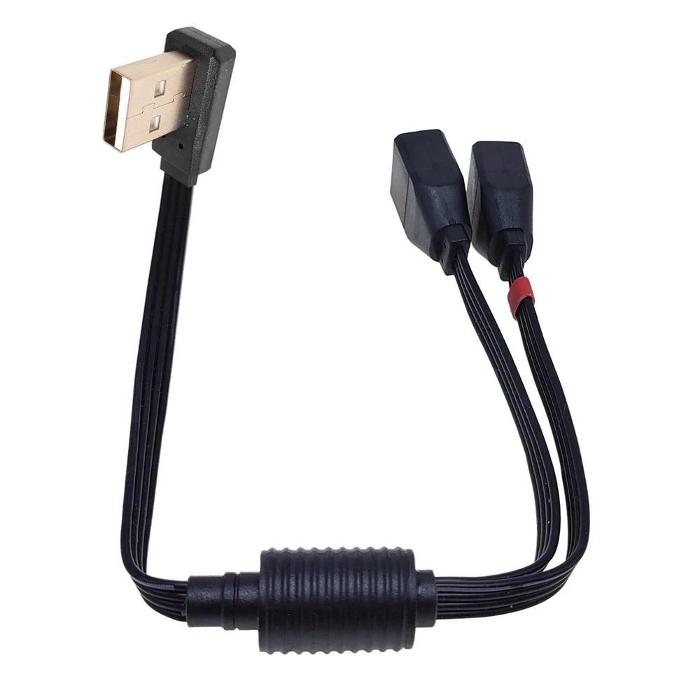 Car Mounted Computer Elbow USB One Drag Two Data Charging Cable 90° Angle USB One Split Two Female Extension Cable