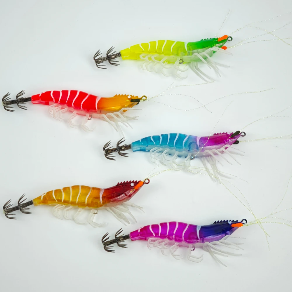 5 قطعة/المجموعة 10.5 سنتيمتر توهج الروبيان الجمبري إغراء المياه المالحة الروبيان الصيد إغراء البحر الصيد الأخطبوط الطعم الحبار الصيد اكسسوارات