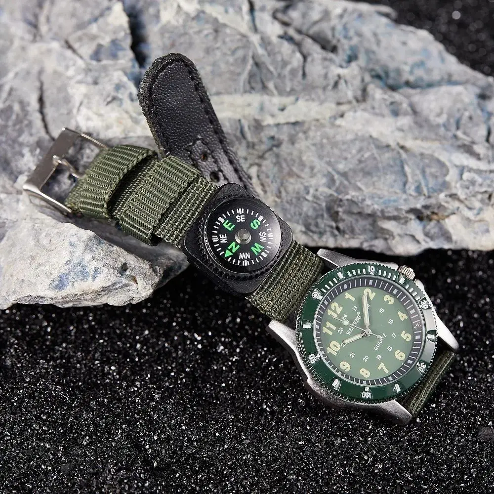 Новые модные минималистичные мужские часы со светящимся холщовым ремешком, компас, альпинистские часы, мужские кварцевые часы, relojes para hombres