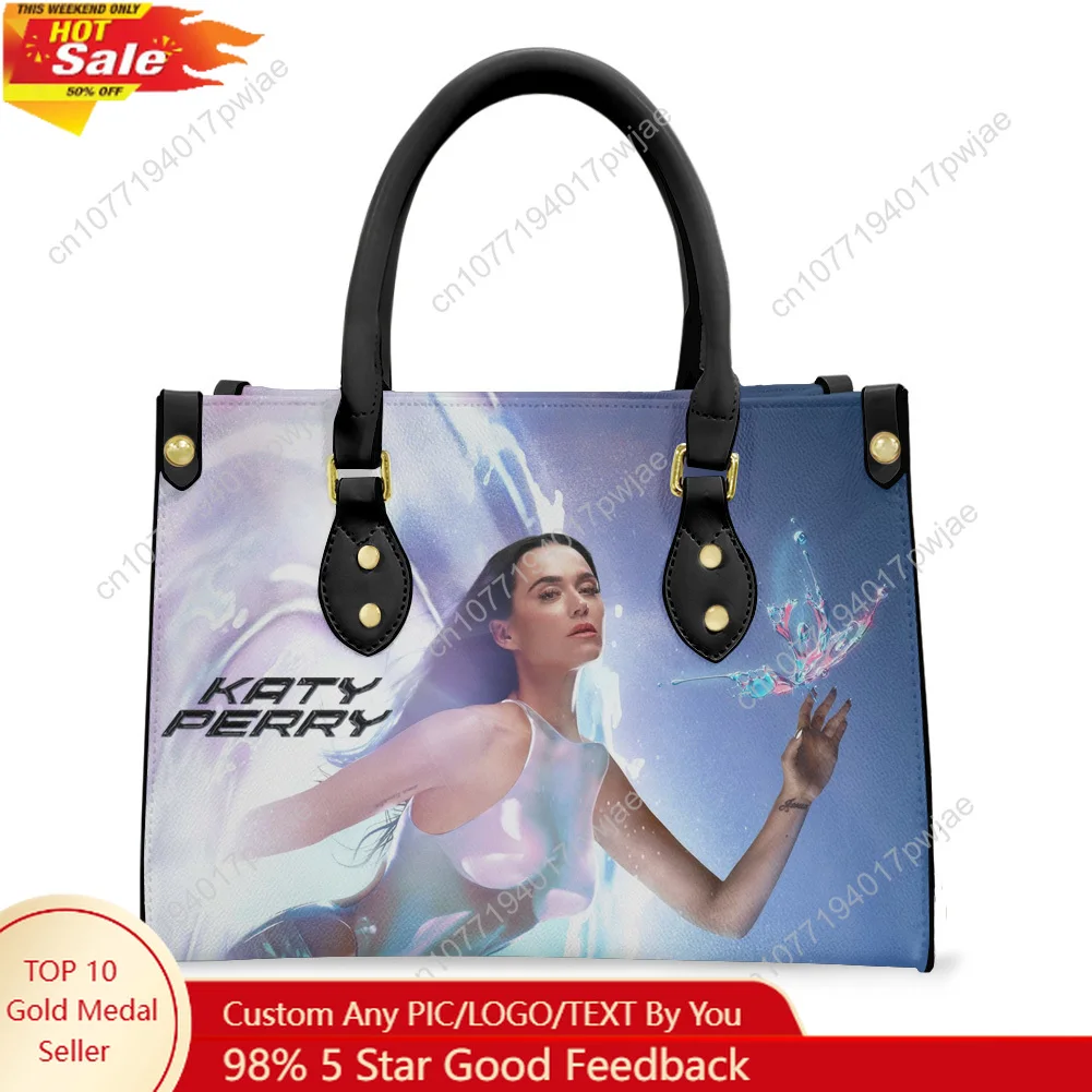 

Katy Perry Singer Tote Bag Purse Womens Mens Personalized Text Image PU Leather Handbag Business Shopping Gift Bags