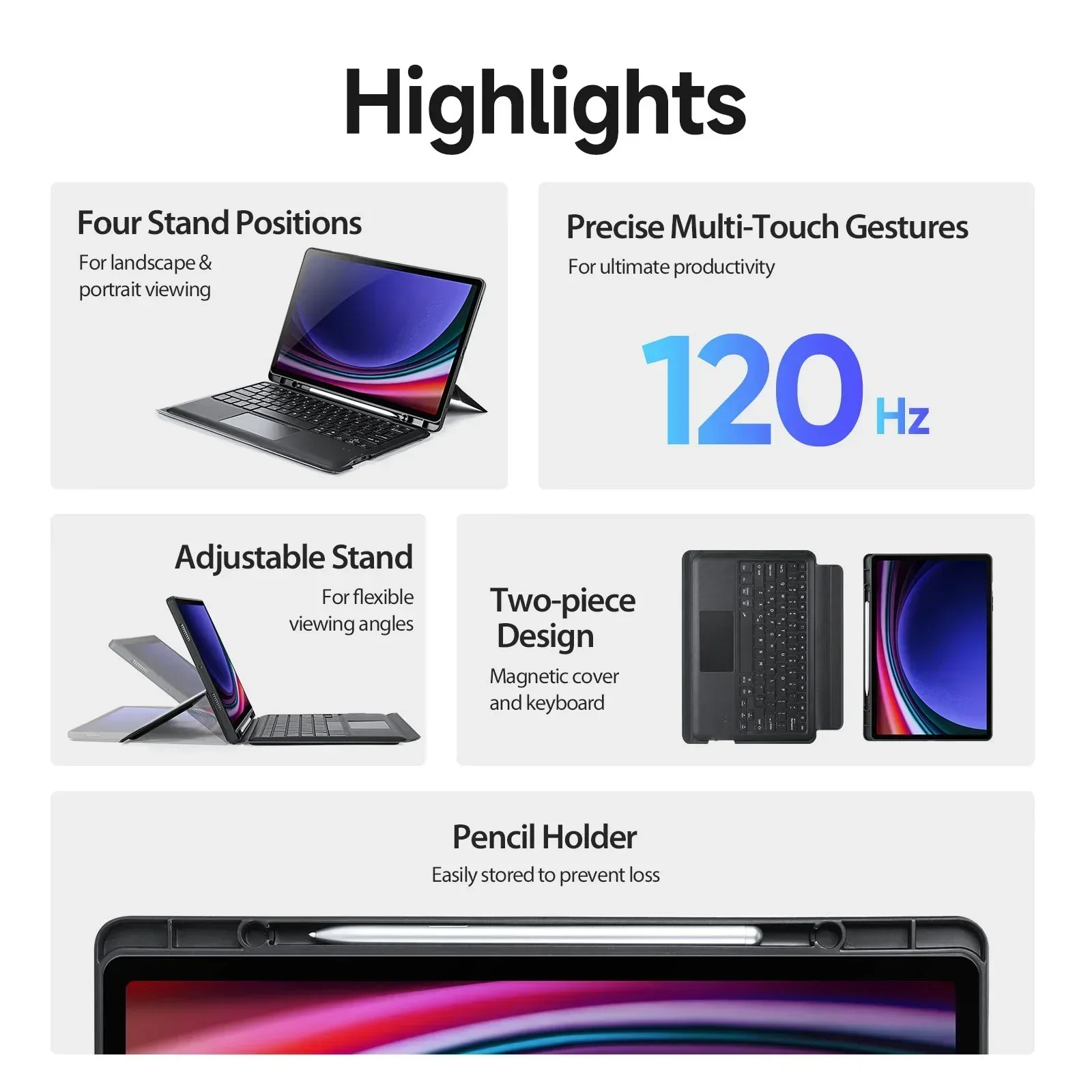 Detachable Magic Trackpad Keyboard For Sasmsung Galaxy Tab S10 S9 FE Plus S7 S8 S6 Lite A8 2021 Keyboard Case With Pencil Holder