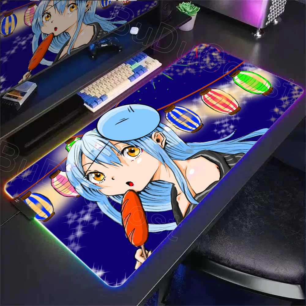 

HD Print That Time I Got Reincarnated As A Slime RGB Mouse Pad Anime Girl XXL Large Computer Pc Keyboard Mat Rubber LED Desk Mat