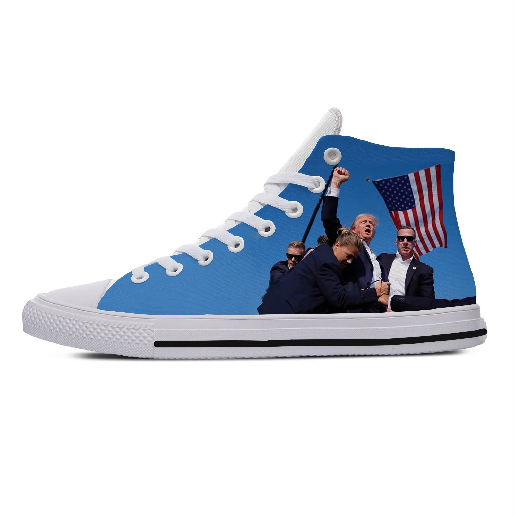 Funny Trump Funny Politcal shoes Trump MORE JOBS Casual Cloth Shoes High Top Lightweight Breathable 3D Print Men Women Sneakers