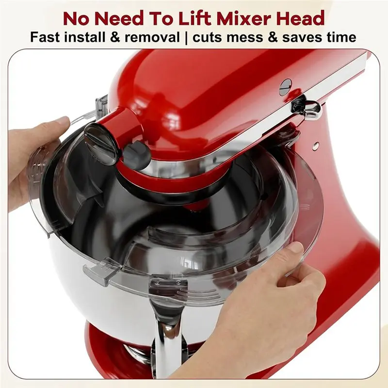 AT28-Pouring Shield For Kitchenaid Tilt Head Stand Mixer 4.5-5 Qt Bowl,Fully Enclosed Splash Guard With Flip Top Funnel