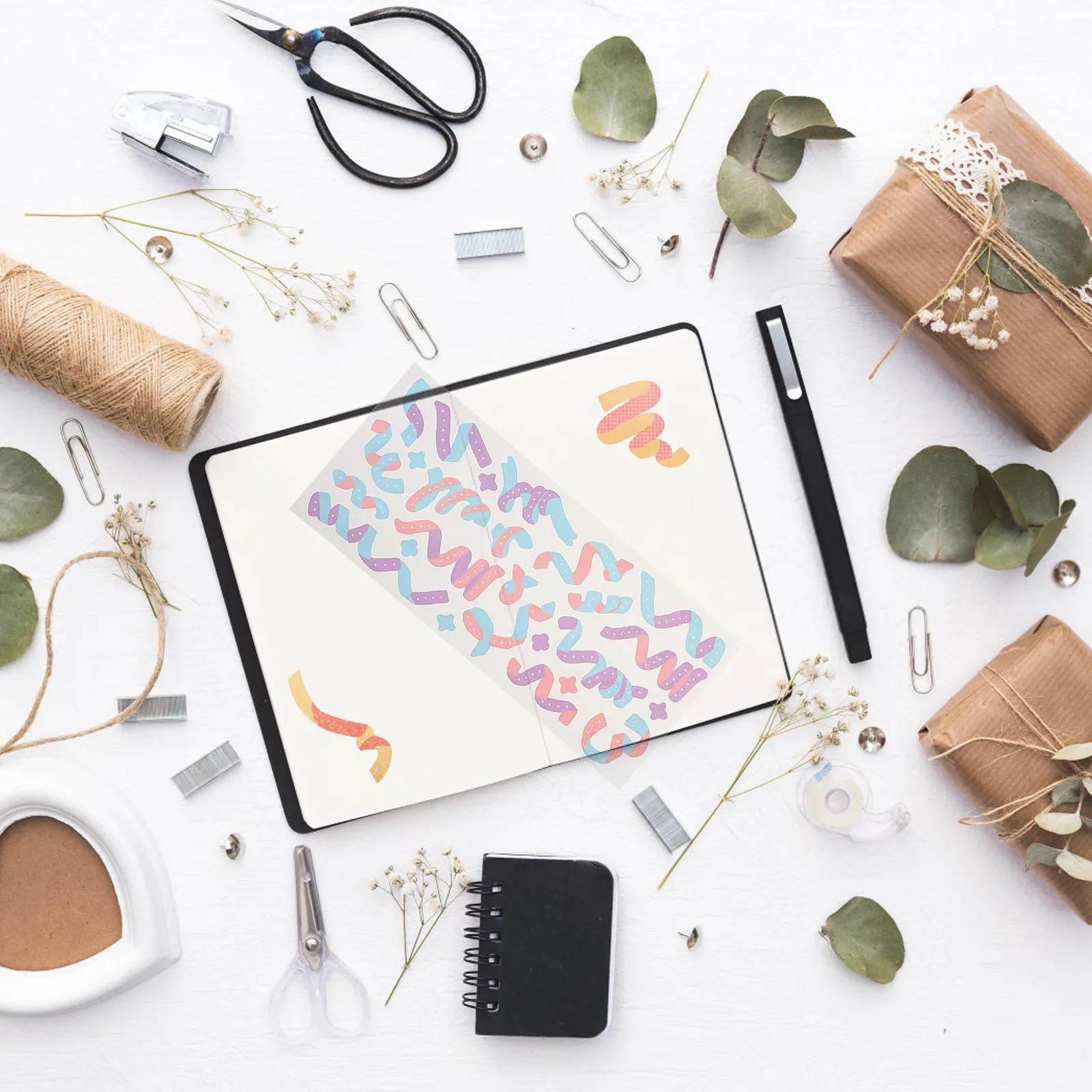 

7Pcs Colorful Ribbon Sticker Self Adhesive Glitter Decorative Decal for DIY Stationery Gift Scrapbook DIY Craft Stickers Album