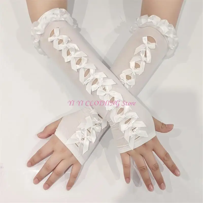 N5KF tay áo thanh lịch thanh lịch Bowknot Bảo vệ chống nắng cho hoạt động ngoài trời