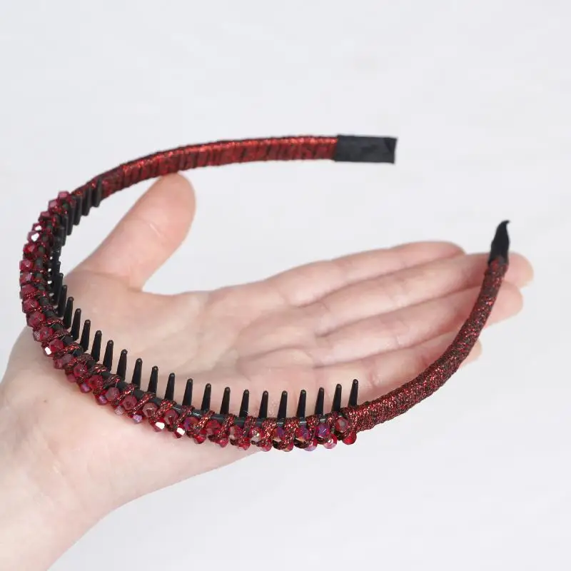 Diadema brillante con diamantes de imitación para mujer, antideslizante, cómoda, para lavarse la cara, maquillaje, uso diario, fiestas