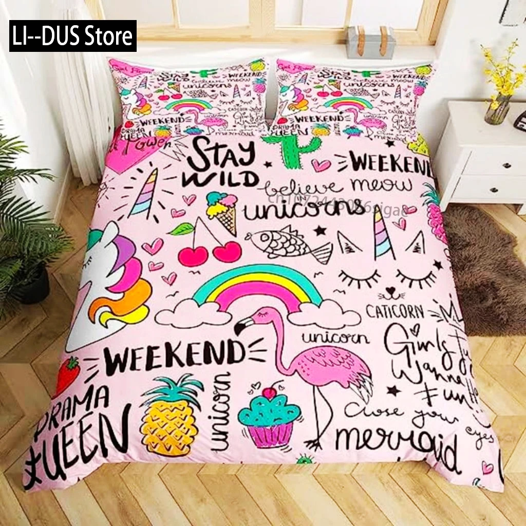 

Flamingo Duvet Cover Palm Leaf King Size Toucan Flamingos Duvet Cover Girls Boy Adult Tropical Botanical Leaves For Living Room