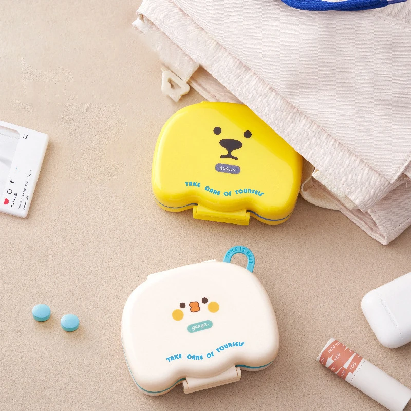 7-Day Portable Cartoon Pill Organizer Compact Medication Divider Box With Individual Compartments For Daily Use