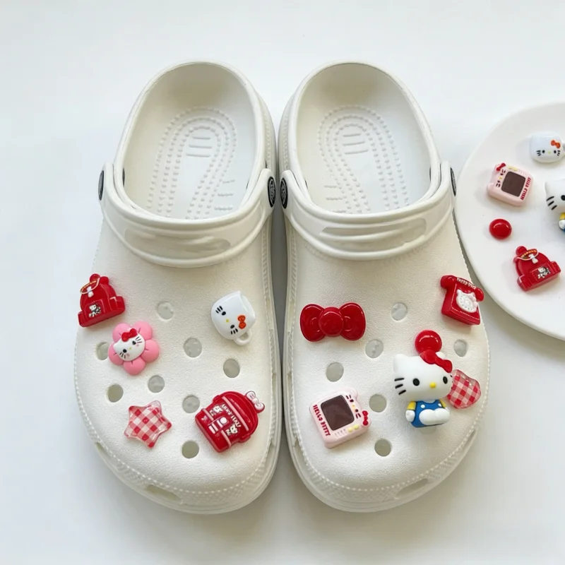 

Новые 11 шт. красных украшений-бантиков Hello Kitty для обуви (сабо и садовых туфель) – милые декорации для мальчиков и девочек, сувениры для вечеринок, подарки