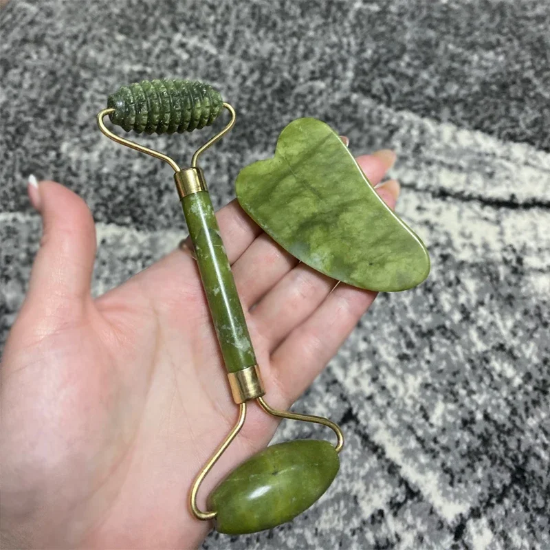 1 Stuks/2 Stuks Jade Roller Gua Sha Massager Gezicht Schoonheid Gezondheid Roller Rimpel Verwijderaar Huidverzorging Massage Tool