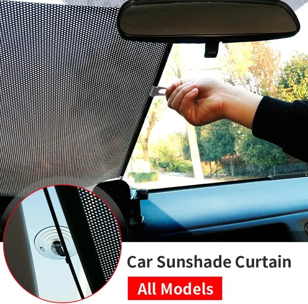 Car Windshield Sunshade, Car Window Anti-UV Sunshade, Home Car Suction Cup Freely Retractable Heat-insulating Roller Blind