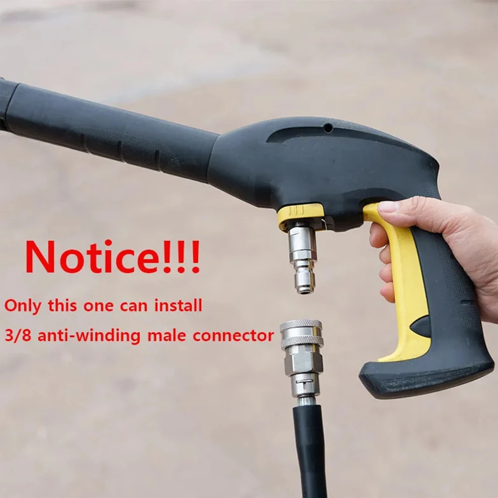 High Pressure Washer Hose Connector with 3/8 Quick Connect Capability and Anti-Tangle Function for Karcher Systems