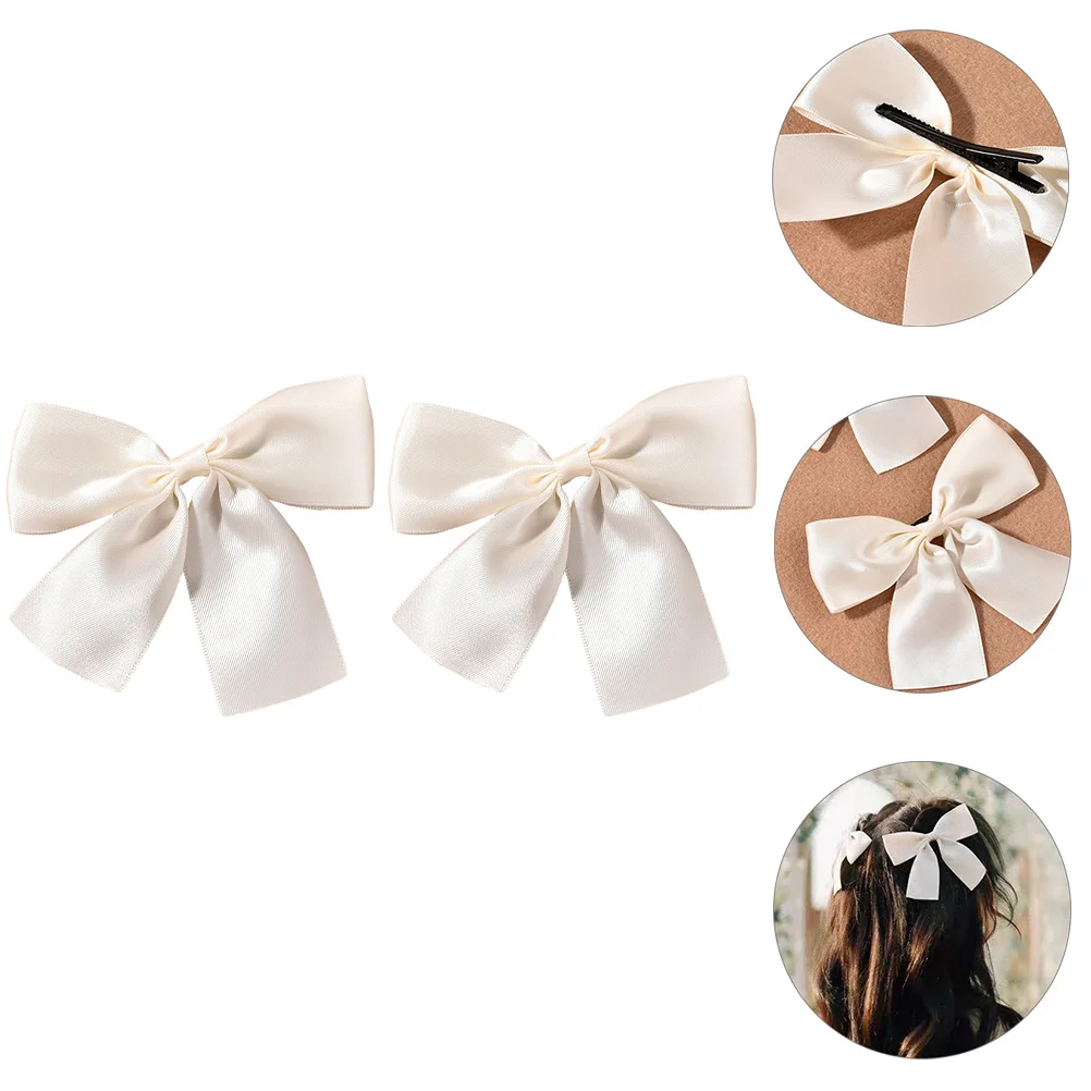 

2pcs Wedding Bowknot Elegant Hair Clip For Bride Bridal Shower Party Thick Thin Curly Straight Hair Back Bow Barrette