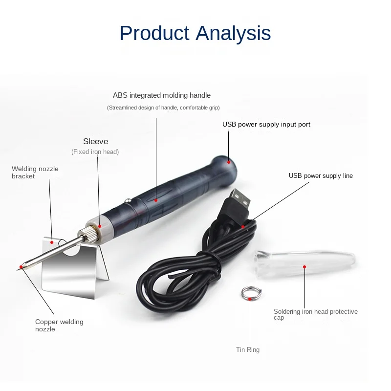 5V 8W  USB Connection Mini USB Soldering Iron Kit with Soldering Tips