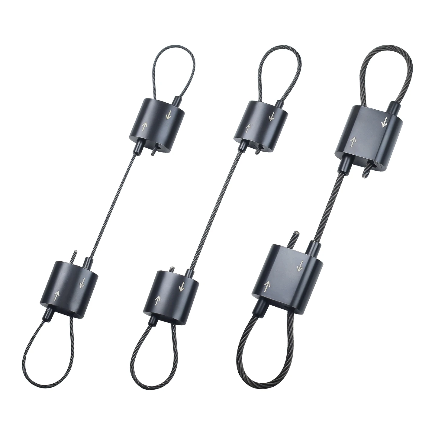 1.5mm/2mm/3mm Black Steel Cable, Adjustable Stainless Steel Wire Rope with M2/M3 Double Directional Locking Device
