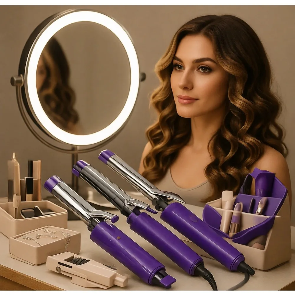 

Набор из трех плойок для завивки волос: 1/2 дюйма, 3/4 дюйма и 1 дюйм