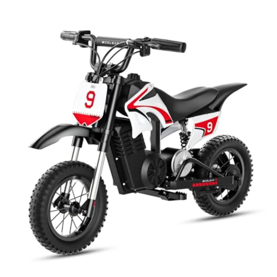 

electric dirt bike for outdoor adventure, durable steel frame, red color, 16MPH speed with 3-speed modes and 14-mile range