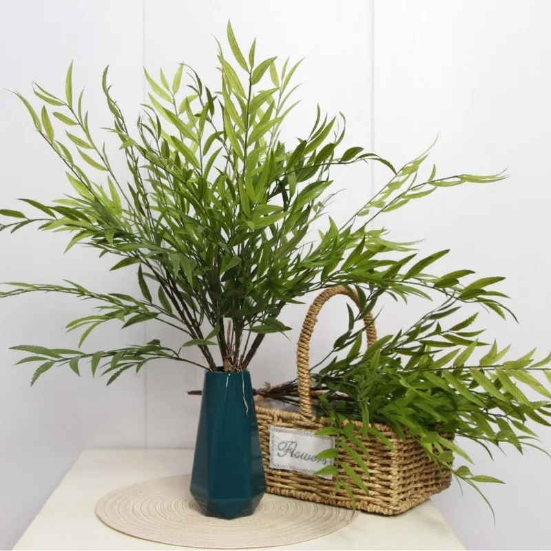 

Dry Willow Leaves Artificial Green Plant, Fake Leaf Grass Bundle, Wedding Flower, Garden, Home Room, Tabletop Decoration