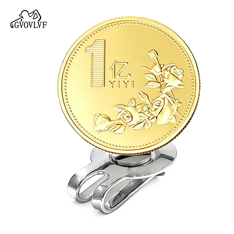 Golf Metall-Kappenclip Ballmarker Goldmünze+Magnetclip Positionsmarker Golf-Zubehör Golfspieler-Geschenk