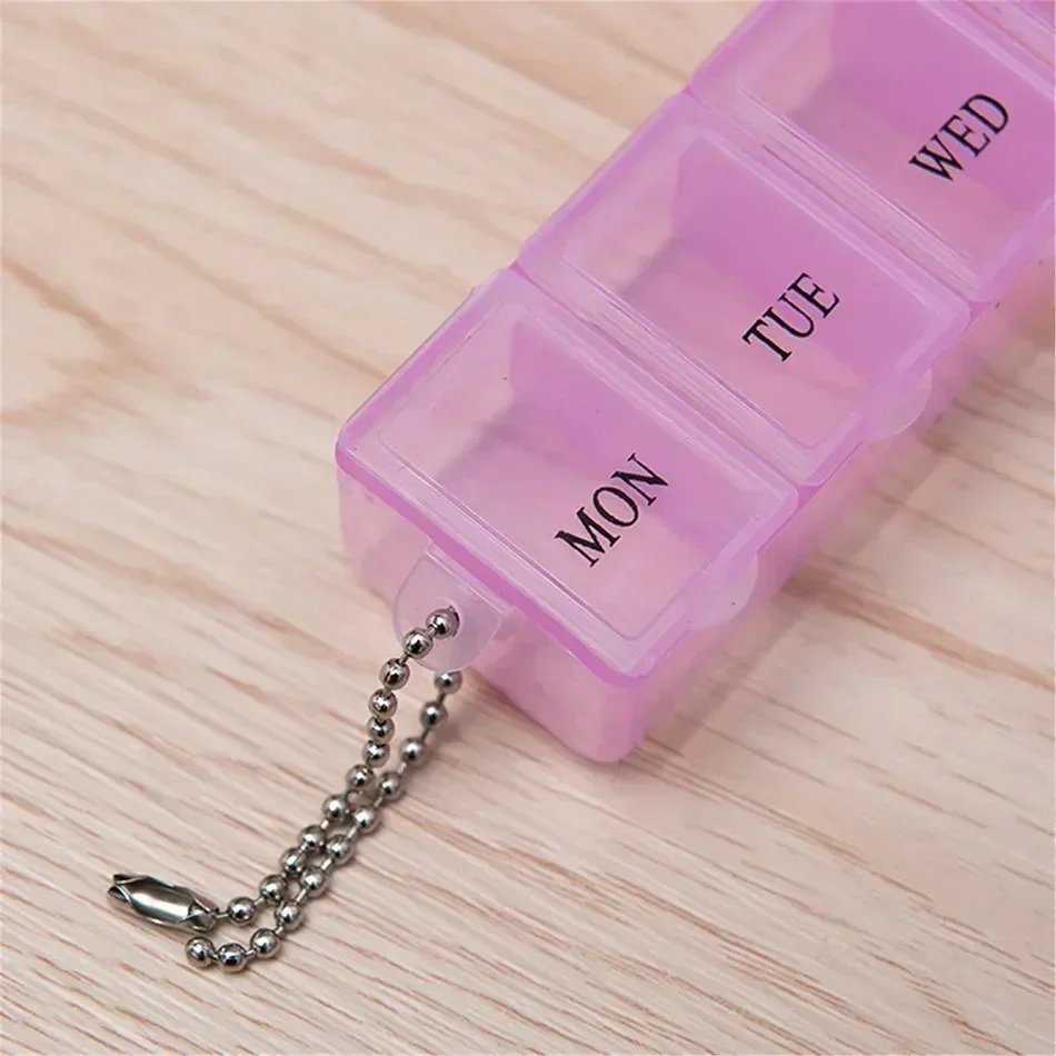 Plastic Pill Box Portable Exquisite Three-color Plastic 7 Days Small Pill Medicine Storage Box Drug Separation