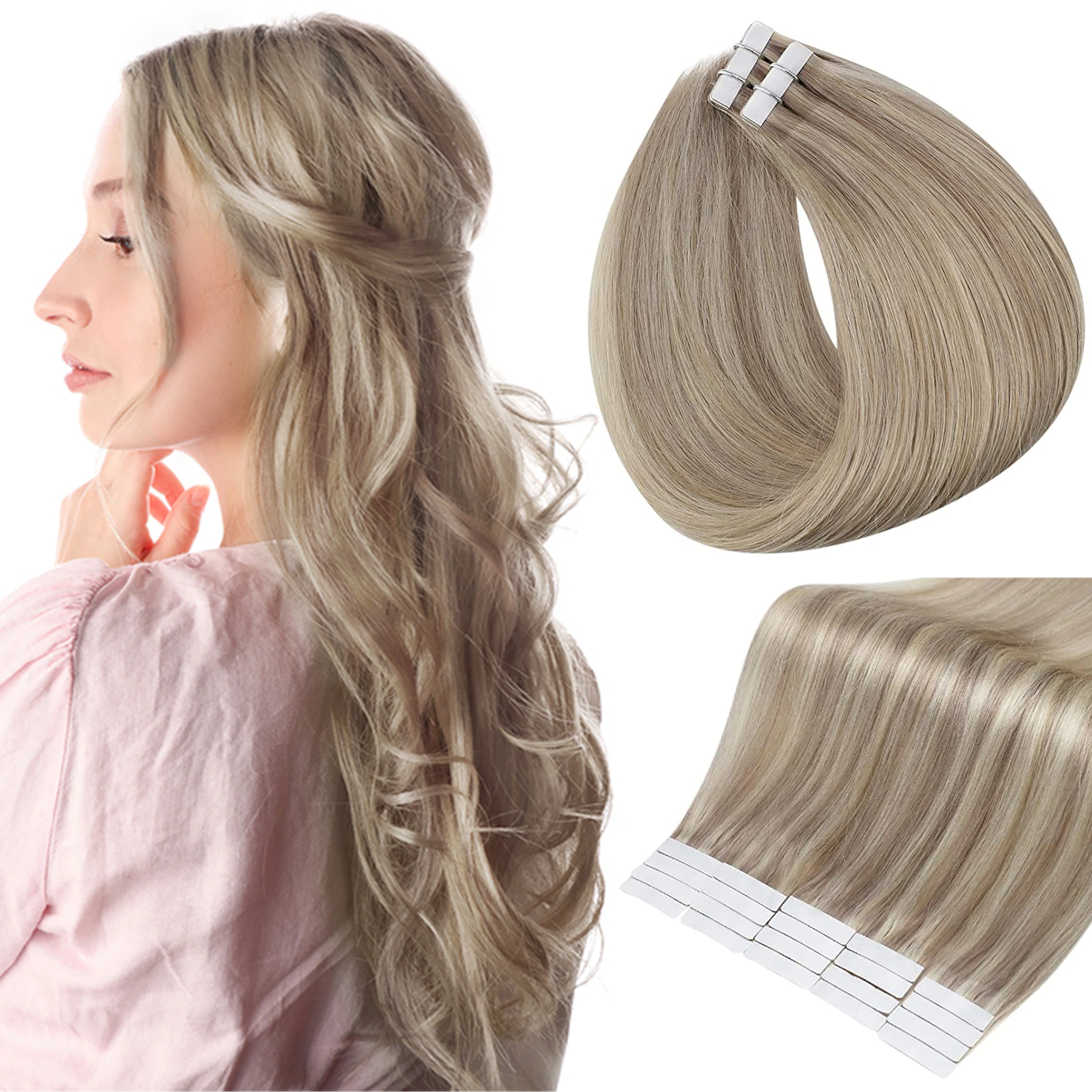 Full Shine Tape in Human Hair Extensions 100% Remy Natuurlijke Human Hair Extensions Tape in Omber Blonde Hair Extensions voor Vrouwen