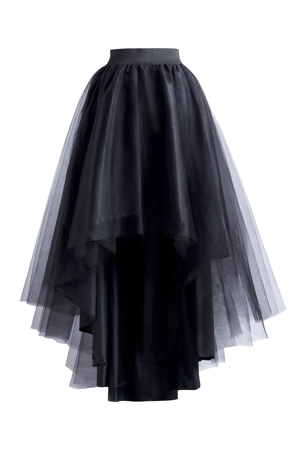 Black 3 Layer Tulle Skirt High-Low Tiered Underskirt Tutu Skirts Petticoat Wedding Bridal Accessories Pettycoats For Women 2022