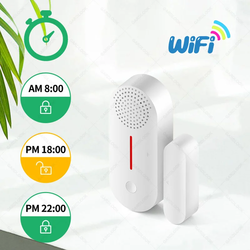 Tuya WiFi Door Sensor Smart Home Alarm Sound Alarm Or Mute Mode Timing Alert Setting Remote Real-Time Control Smart Life APP