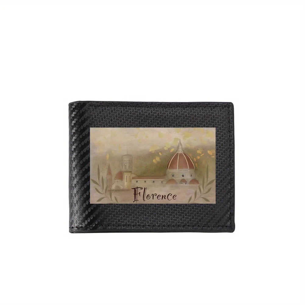 

Мужские кошельки Florence,cityscape с куполом, листьями, простые деловые, современные, стильные, с принтом, подарки для отца, парня, Chri