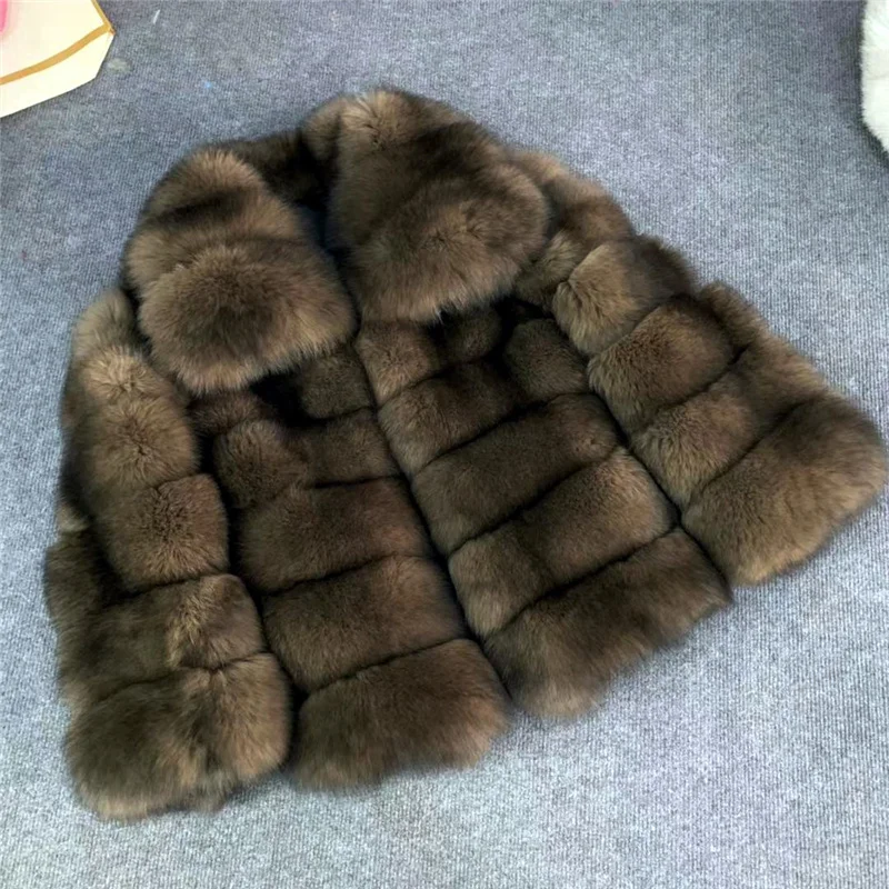 Fashion Jackets Thick  Streetwear 25 34 Solid Silk Fur Real Fur Winter Women 2022 Natural Fox Fur Sable Color