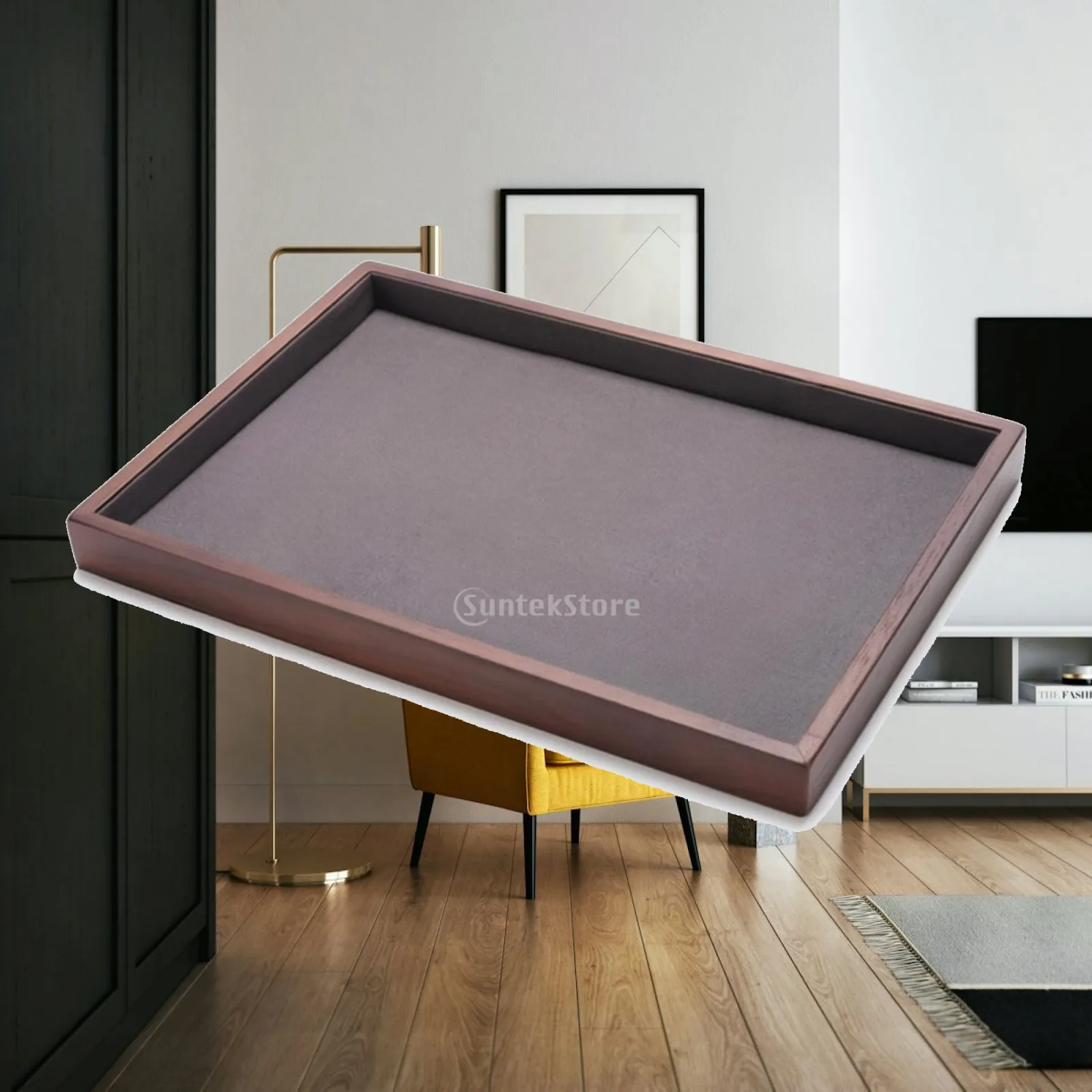 Jewelry Display Tray Rectangular Jewelry Organizer Tray Open-Top Beige for Showcase, Retail Counters