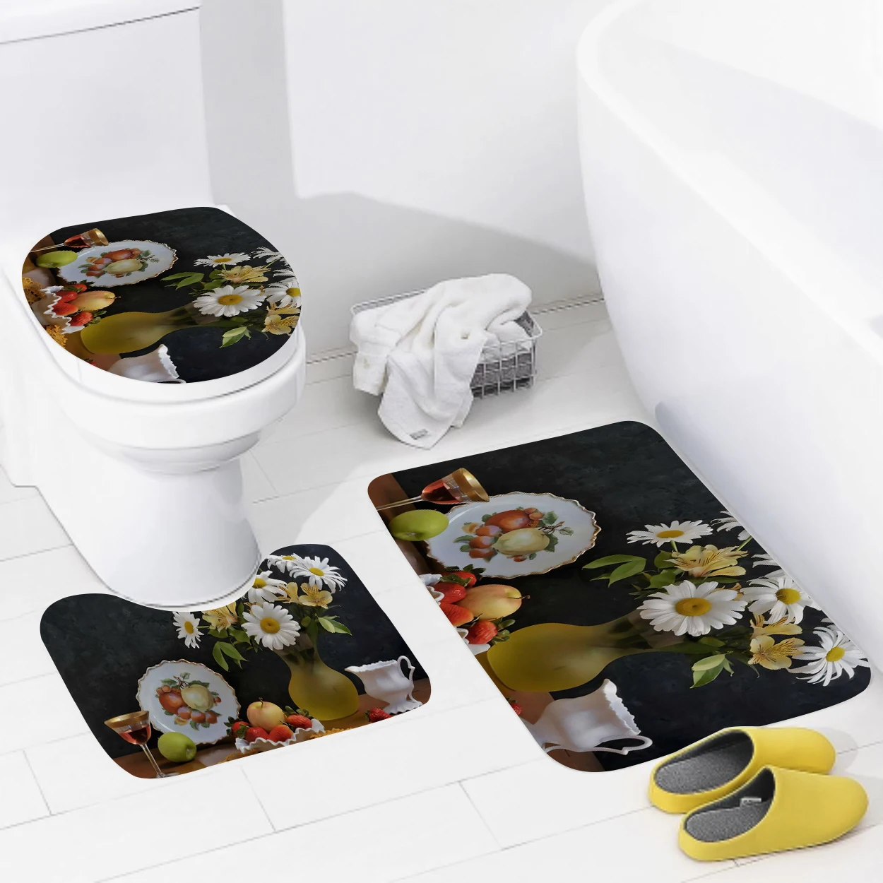 Home bathroom floor mats Bath Foot mat Animal oil paint style modern bathroom accessorie rug Toilet mat Bathtub anti-slip carpet