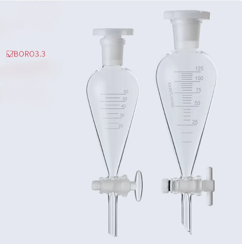 Glass pear-shaped scale tetrafluoro piston separating funnel 30ml60ml125ml250ml500ml1000ml2000ml3000ml