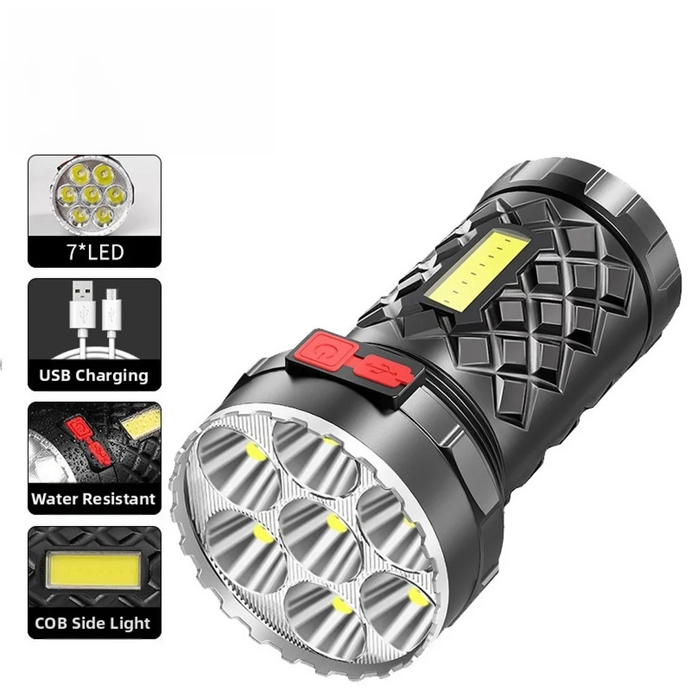 

7LED Strong Light USB Rechargeable Flashlight With COB Side Light For Outdoor LED Usb Rechargeable Headlamp Garden