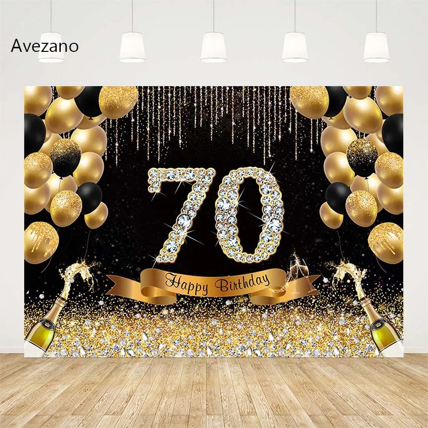 Avezano fotografia sfondo nero e oro palloncino Glitter 80th festa di compleanno servizio fotografico sfondo donna Studio fotografico Decor