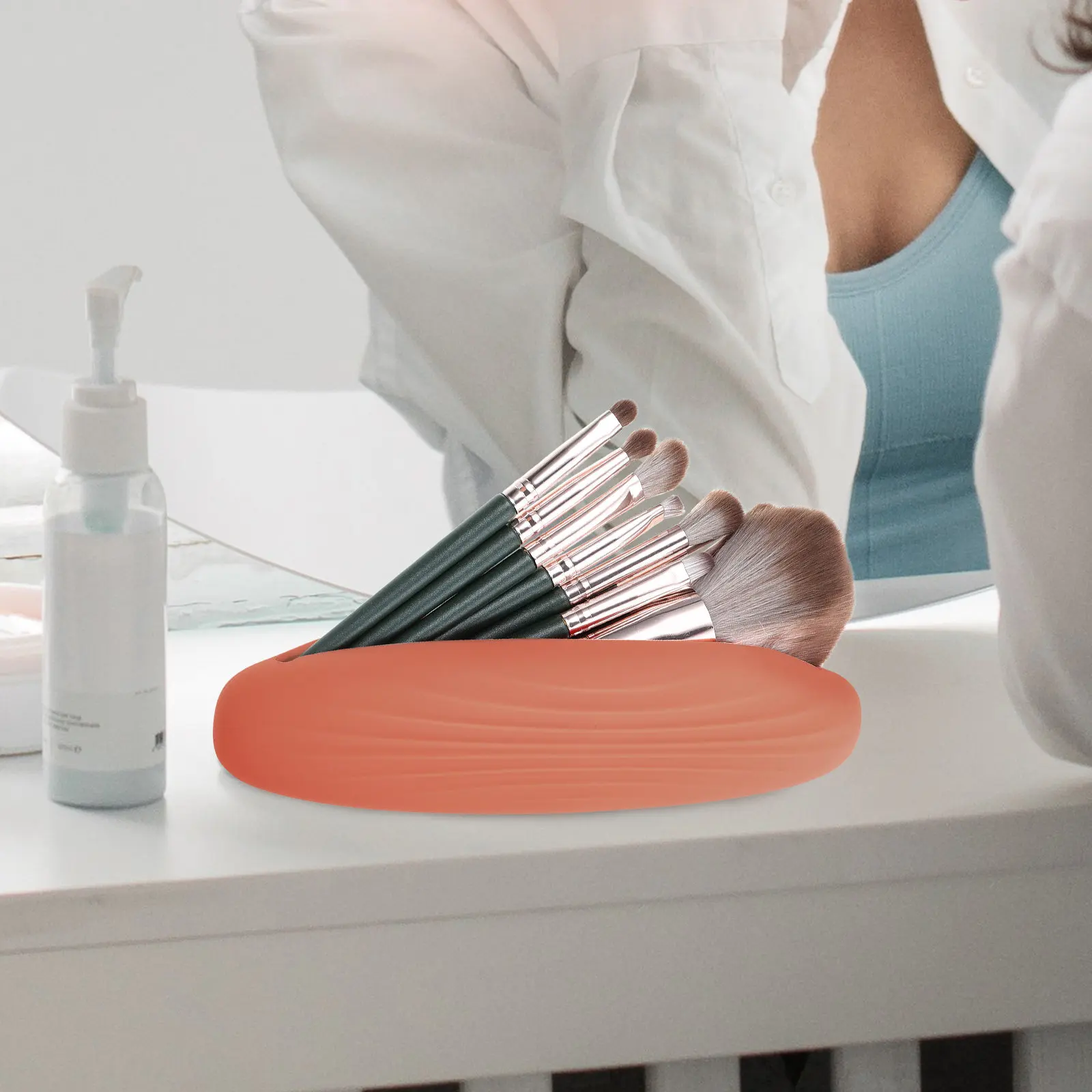 Estojo de Silicone Macio e Flexível para Pincéis de Maquiagem - Design Ergonômico, Portátil para Viagem, Organizador de Ferramentas de Maquiagem