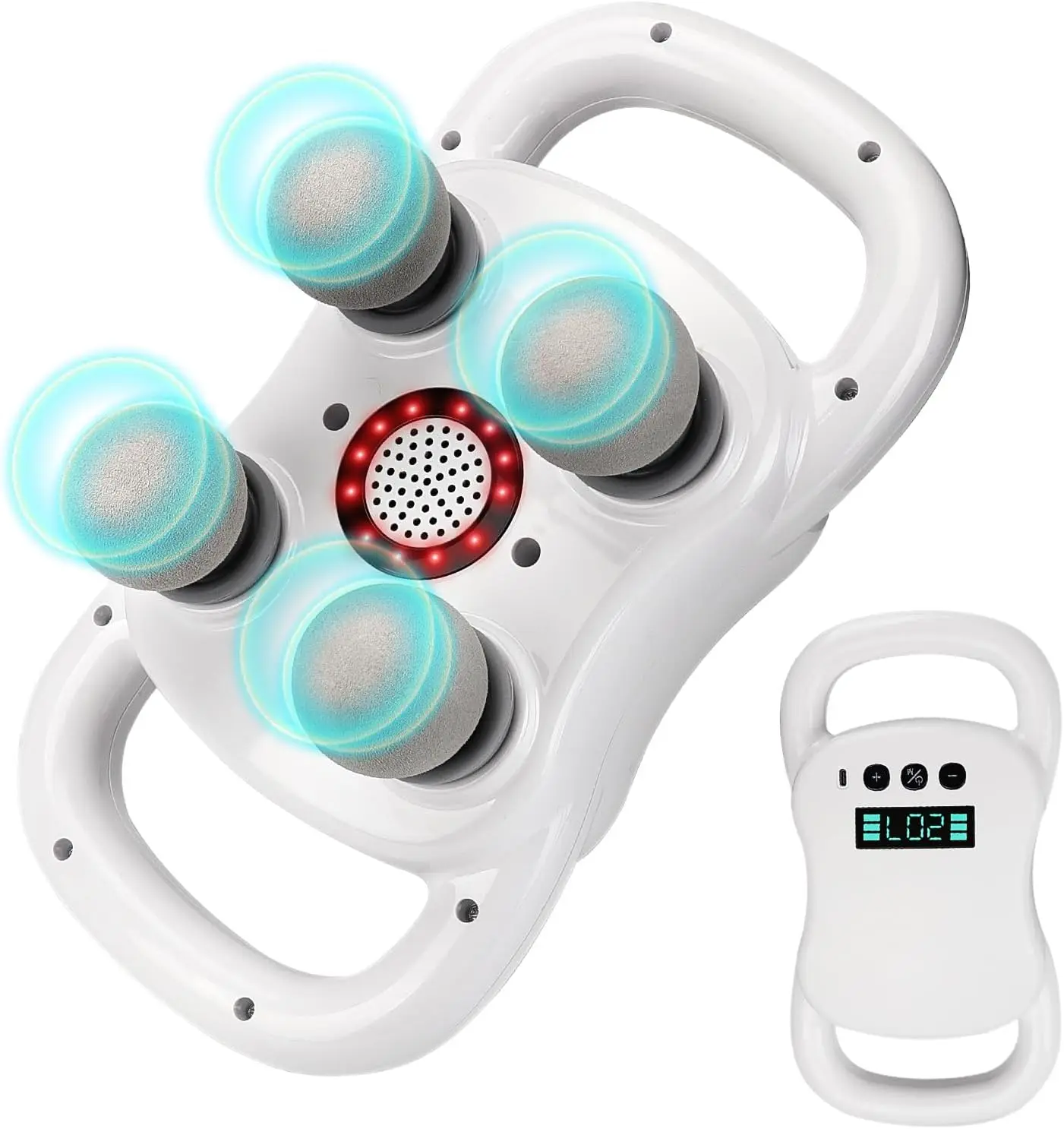 

Massage Gun Deep Tissue, 4-Head Electric Percussion Massager for Pain Relief, White