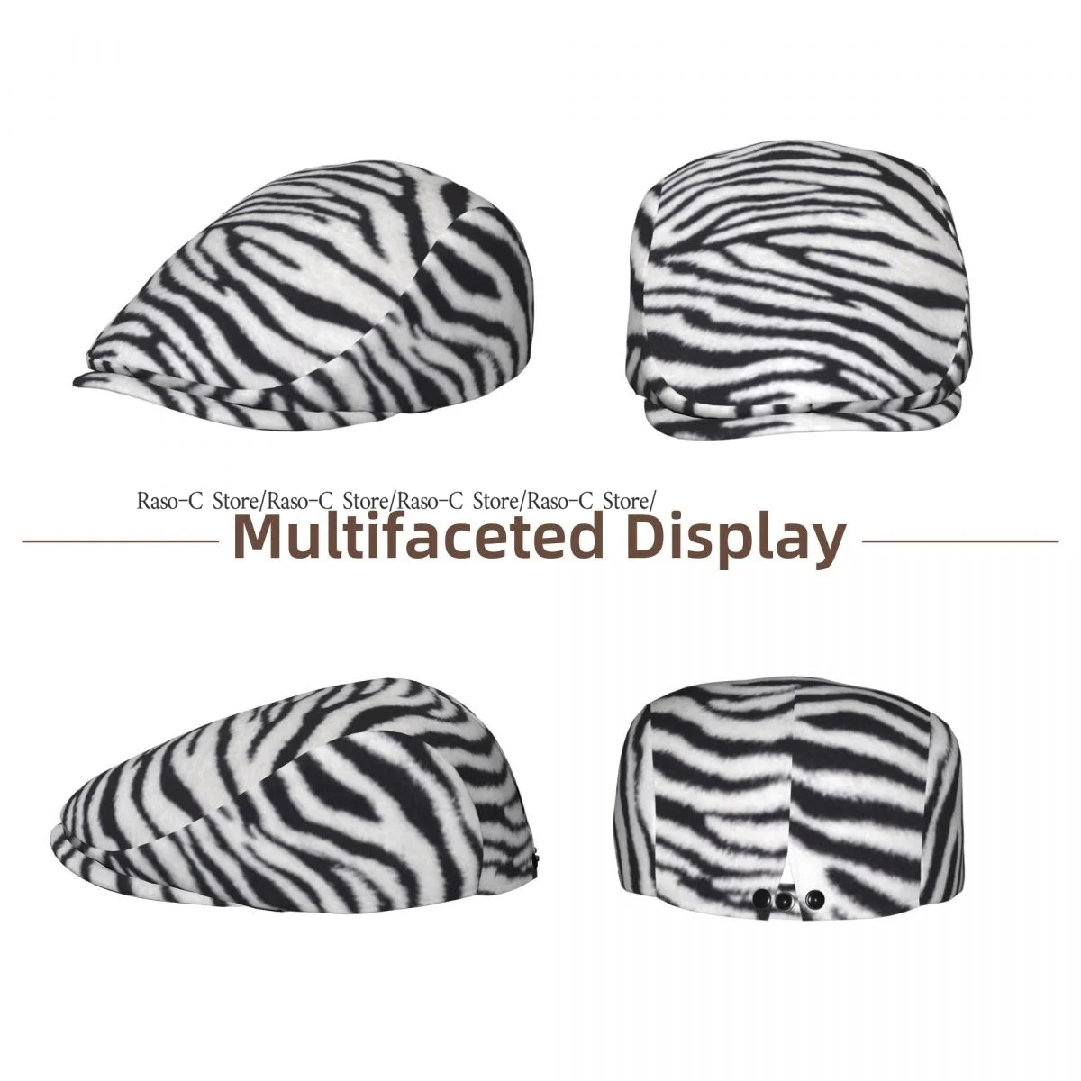 Adult Flat Cap Zebra Texture Unisex British Style Newsboy Cap Ivy Peaked Hat Casual Outdoor Driving Beret Hat