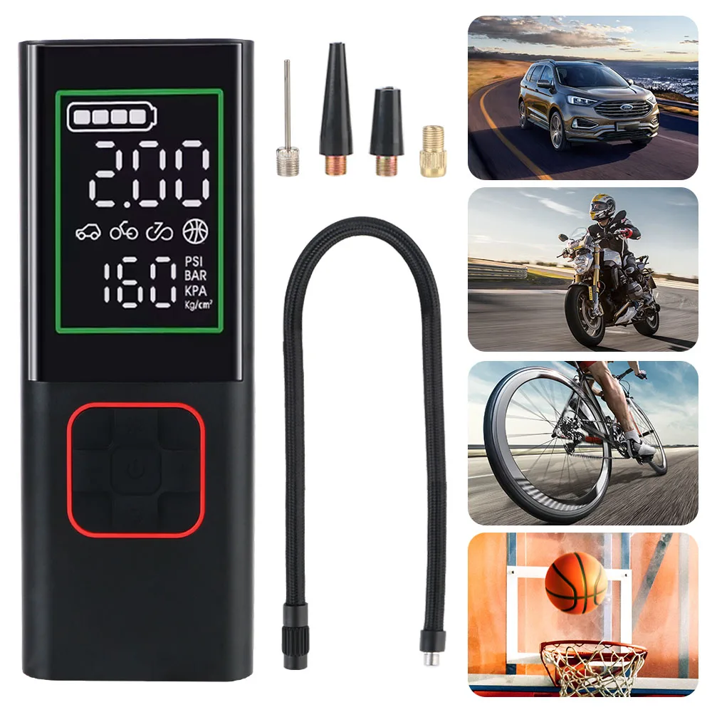 160PSI Car Air Compressor With LED Flashlight Portable Inflator Tire Air Pump Digital 6000mAh Tire Pressure Test 150W